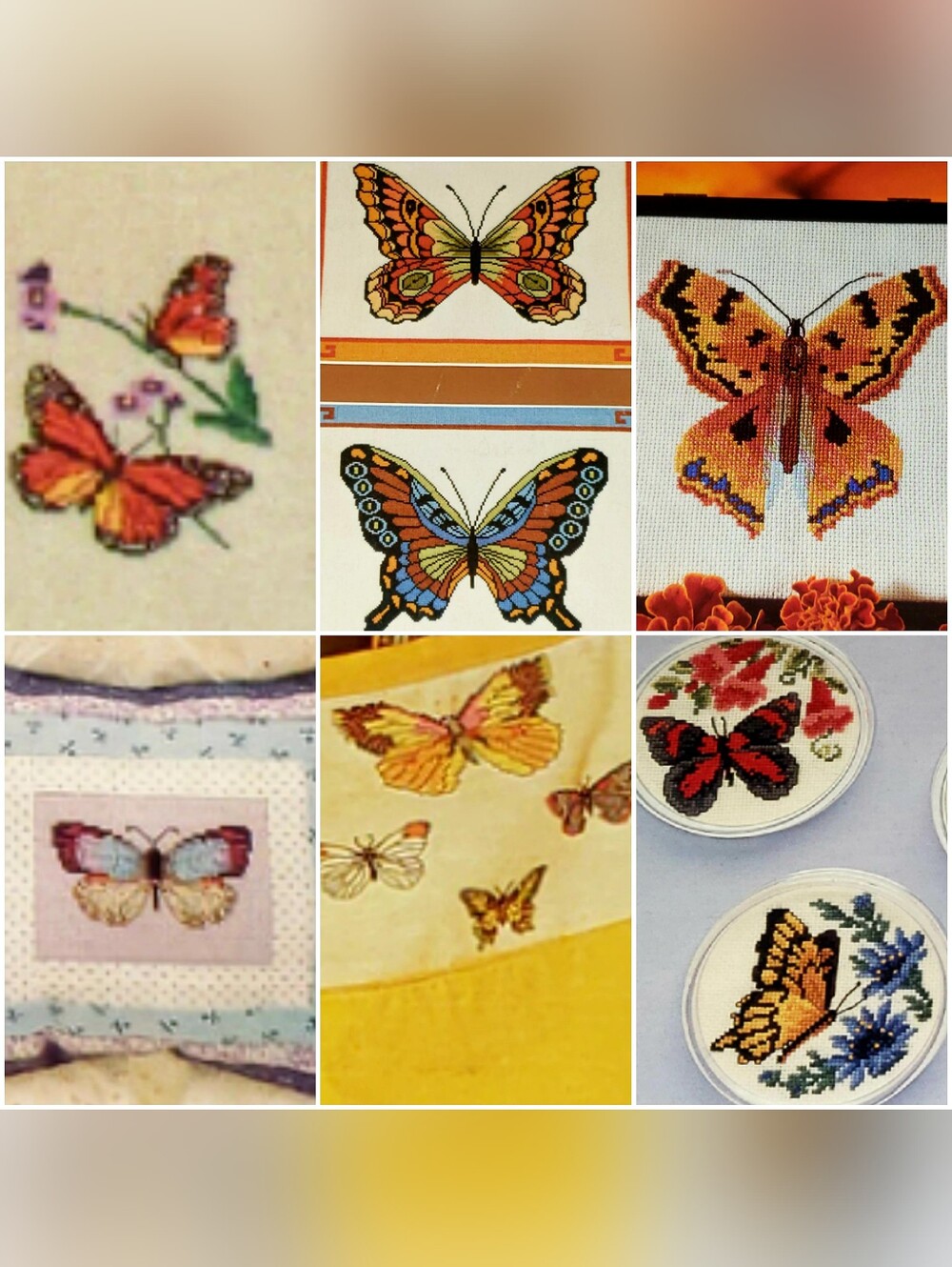 Butterfly Cross-Stitch Lot Of Six (6) - Picture 2 of 13